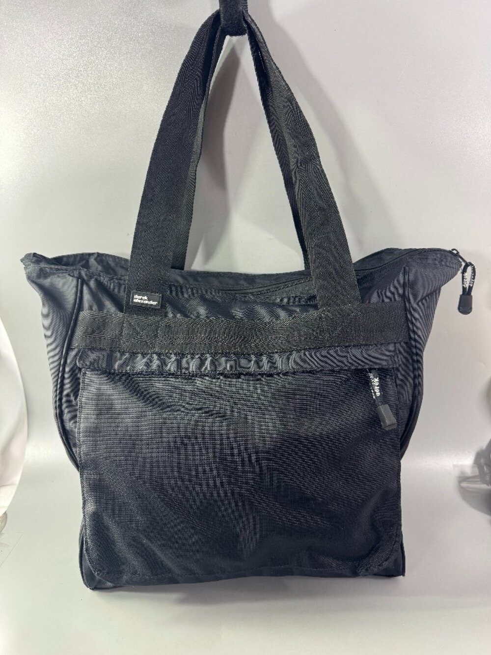 DEREK ALEXANDER Large Nylon Top Zip Shopper, Black